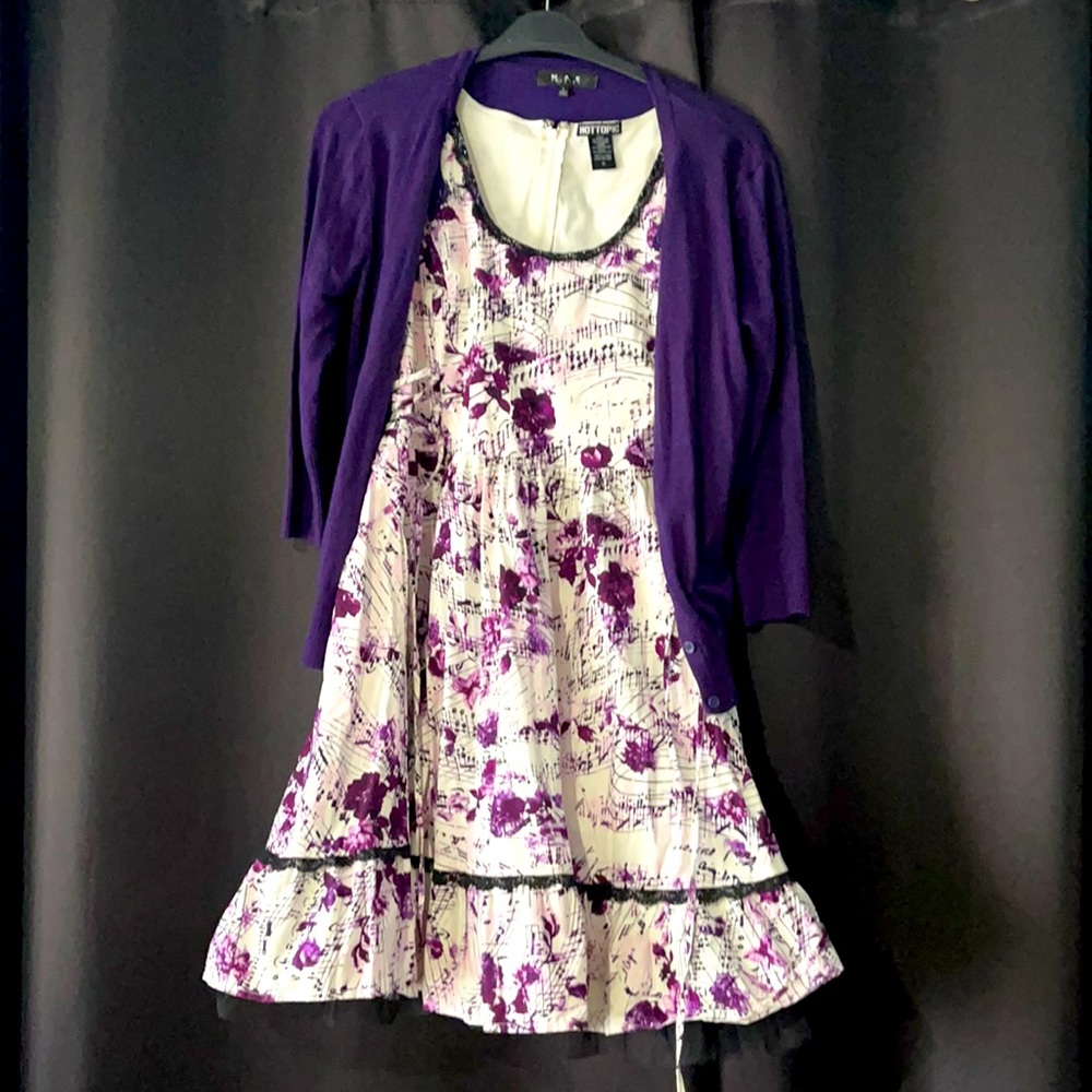Ladies sweater dress and cardigan set